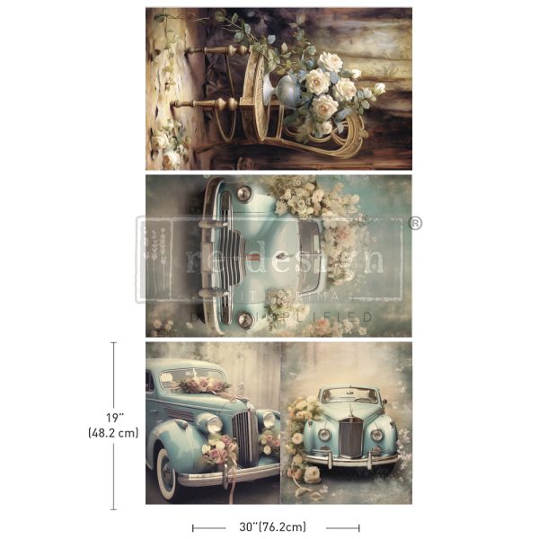 Retro Rose Ride Decoupage Decor Tissue Paper Pack
