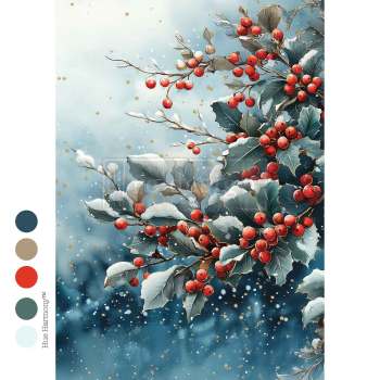 Frosted Boughs & Berries A4 Decoupage Fiber Paper