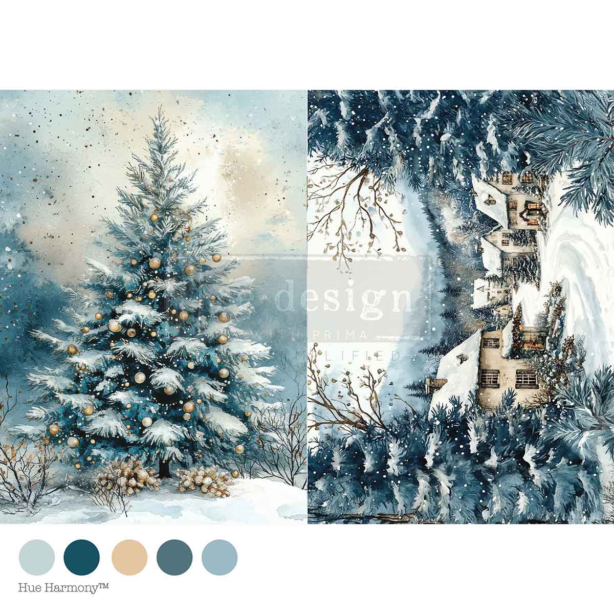 Silent Night Sparkle A4 Decoupage Fiber Paper