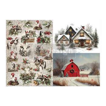 Cozy Country Christmas A3 Decoupage Fiber Pack