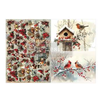 Feathered Elegance Christmas A3 Decoupage Fiber Pack