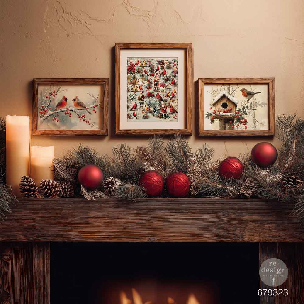 Feathered Elegance Christmas A3 Decoupage Fiber Pack - Image 2