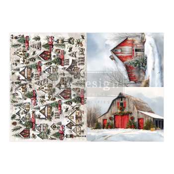 Snowy Village Charm A3 Decoupage Fiber Pack