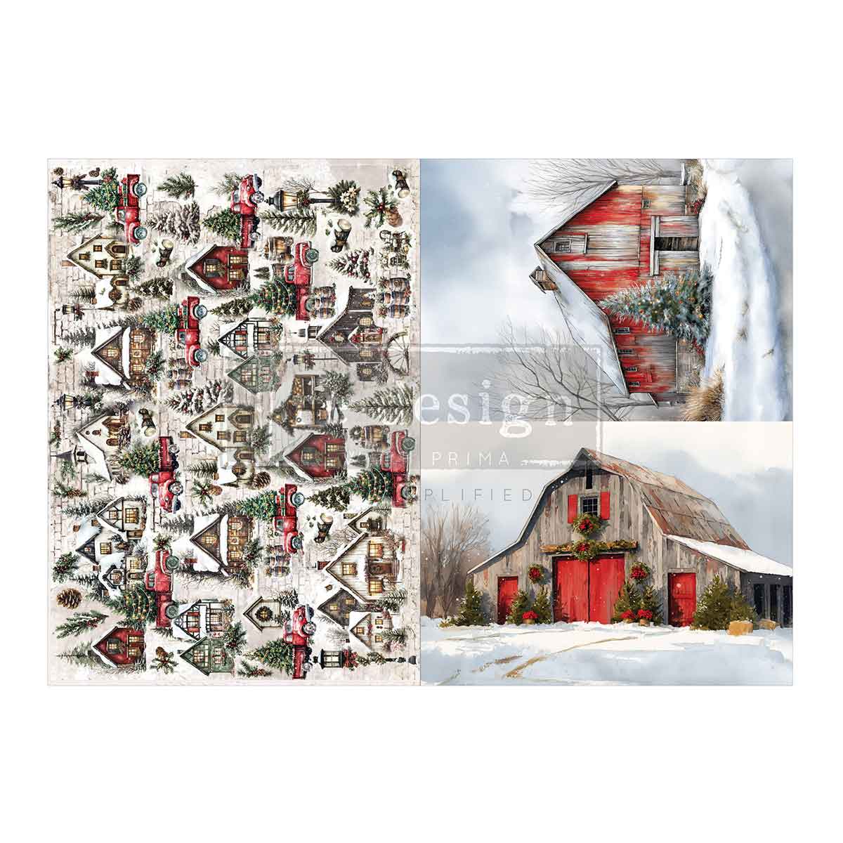 Snowy Village Charm A3 Decoupage Fiber Pack