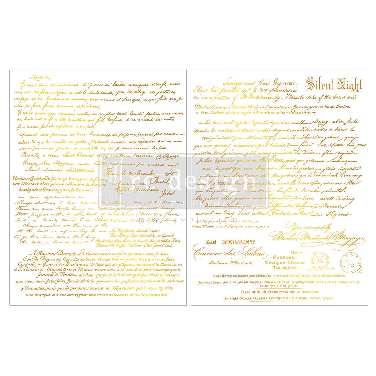 Gilded Noel Script Transfer by Kacha - Middy (8.5 x 11 in)
